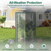 Portable mini greenhouse with roll-up zippered door, designed for all-weather protection and promoting healthy plant.