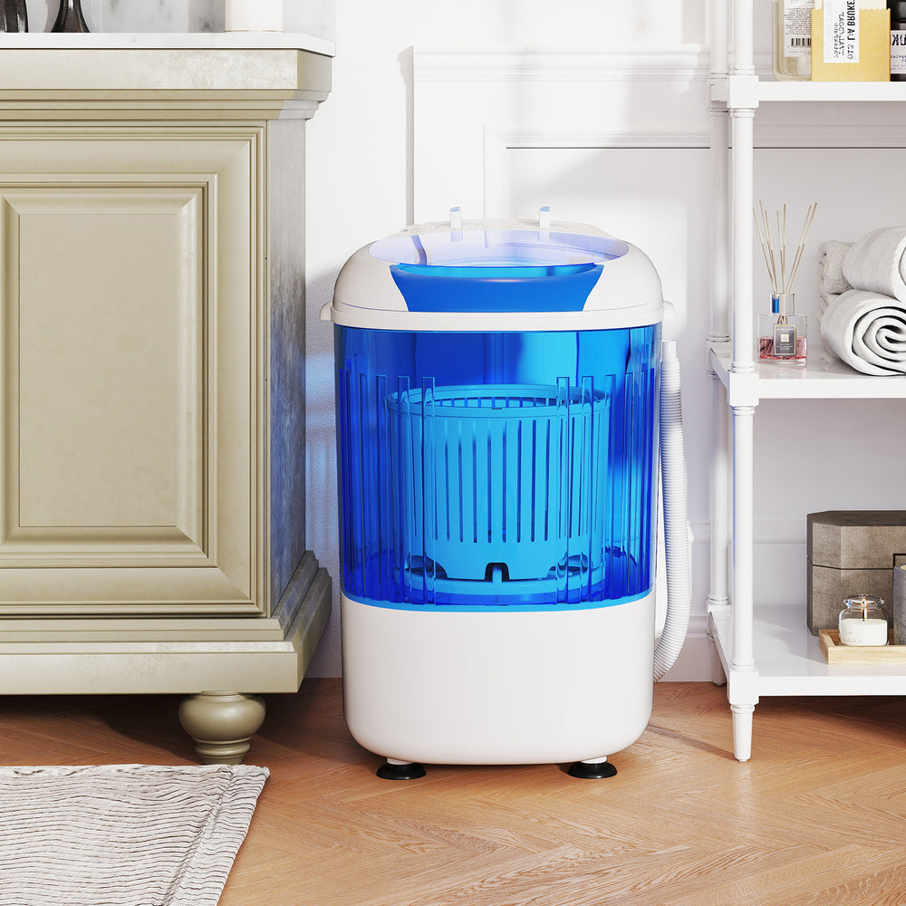Portable Mini Semi-automatic Washing Machine with Spin Tub and Drain Hose 2.5 kg Capacity-Blue - Gallery View 1 of 10