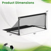 Portable toddler soccer net dimensions showing 40" width and 18" height, featuring a heavy-duty metal frame for.
