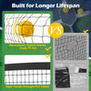 Portable 22 FT pickleball net with 18-ply PE net, lockable wheels, and carry bag for easy transport and storage.