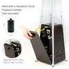 Compact 10000 BTU portable steel tabletop patio heater with glass tube, featuring a magnetic suction door for easy.
