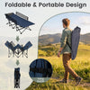 Portable travel toddler cot bed in navy with guardrail, featuring a foldable design for easy storage and transport.