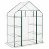 Portable walk-in greenhouse with 3 tiers and 6 shelves, featuring a white mesh design for optimal plant growth.