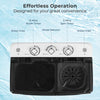 Portable washing machine control panel featuring wash timer, spin timer, and water inlets for convenient operation.