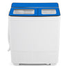 Portable washing machine with blue top, 12 lbs washer and 8 lbs spinner, ideal for apartments and easy mobility.