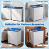 Portable washing machine with twin tub design, 12 lbs washer, and 8 lbs spinner, ideal for apartments and RVs.
