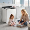 Portable washing machine with twin tub design, 18 lbs washer, and 8 lbs spinner, ideal for home laundry needs.