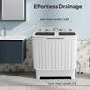 Portable washing machine with twin tub design, 12 lbs capacity, and 3 ft drain hose for effortless drainage in compact.