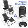 Portable gray zero gravity chair with cup holder tray, adjustable pillow, and folding design for easy transport.