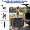 Portable zero gravity chair in gray with cup holder tray, folded for easy transport and outdoor adventures.