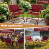 Portable red folding camping chair with bamboo frame, perfect for outdoor picnics and comfortable lounging.