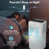 8000 BTU portable air conditioner in white with LED display, remote control, and 24-hour timer for efficient cooling.