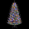 Pre-lit artificial Christmas tree with multicolored LED lights, showcasing vibrant twigs and a foldable metal base for.