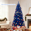 Vibrant 7 ft pre-lit artificial Christmas tree in royal blue with 340 LED lights, perfect for festive decor.