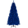 Vibrant 7 ft pre-lit artificial Christmas tree in royal blue with 340 LED lights, featuring a stable metal base and 3.