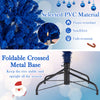 7 ft pre-lit artificial Christmas tree in vibrant royal blue with a stable crossed metal base and flame-retardant PVC.