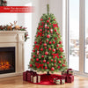 Pre-lit 4.5/7 FT artificial Christmas tree with 200/500 warm white LED lights, featuring a fir-inspired silhouette for holiday charm.