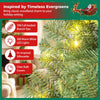 Pre-lit 4.5/7 FT artificial Christmas tree with 200/500 warm white LED lights and fir-inspired silhouette for holiday charm.