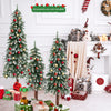 Set of 3 pre-lit snowy Christmas trees with warm white LED lights, perfect for festive home or office decoration.