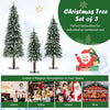Snowy slim pre-lit Christmas tree set of 3 with 50, 100, and 150 LED lights for festive home or office decoration.
