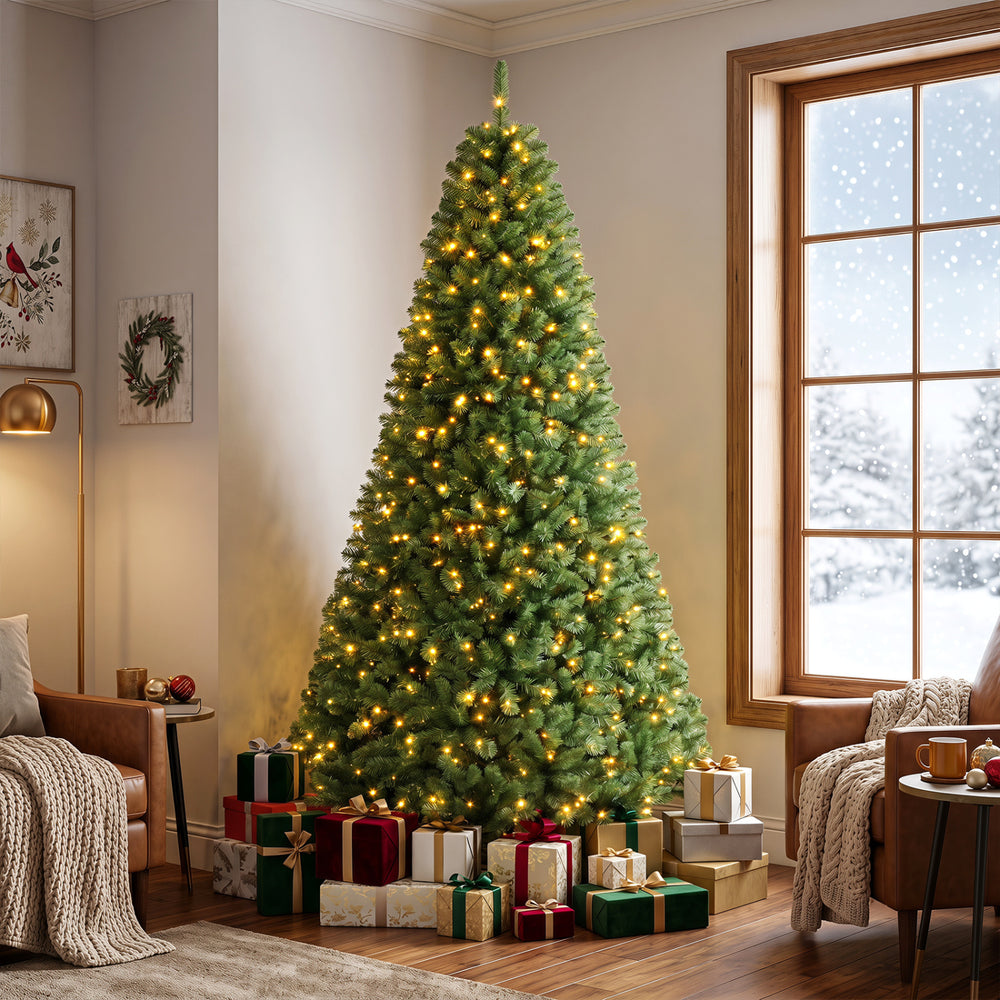 Pre-Lit Green Artificial Christmas Tree with Full Branch Tips-8 Feet - Gallery View 1 of 11