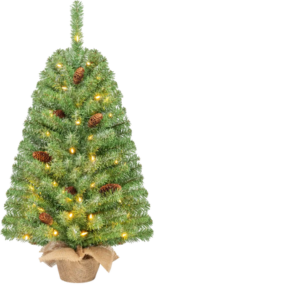 Costway Pre-Lit Mini Christmas Tree Warm White LED Timer 21366996 New