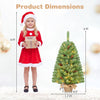 3 ft pre-lit mini Christmas tree with 50 warm white LED lights and pine cones, shown beside a child for scale.