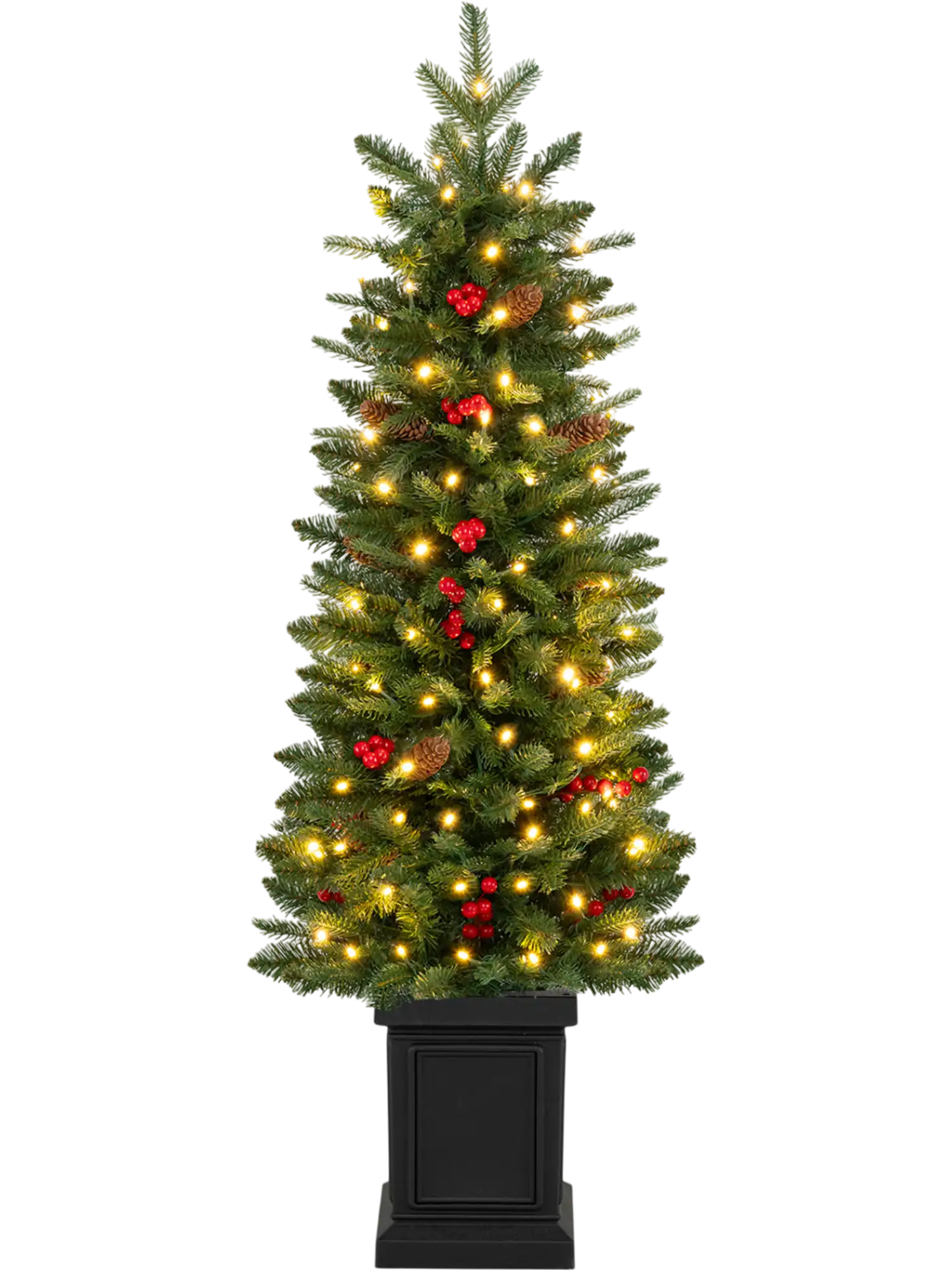 Costway Pre-Lit Potted Artificial Christmas Tree Warm White LED Lights 13120443 New
