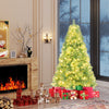 Pre-lit tinsel Christmas tree with warm white LED lights and festive decorations, perfect for holiday home decor.
