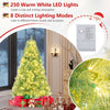 Pre-lit tinsel Christmas tree with 250 warm white LED lights, featuring 688 lush branch tips for a festive home.