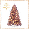 6ft pre-lit tinsel Christmas tree in deep purple with warm white LED lights, featuring lush branch tips for a festive.