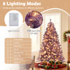 Pre-lit 6ft tinsel Christmas tree with 250 warm white LED lights and 8 lighting modes, ideal for festive decor.