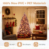 Pre-lit 6ft tinsel Christmas tree with warm white LED lights and lush purple branch tips for festive decor.