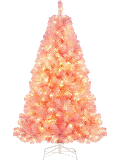 Costway Pre-Lit Tinsel Artificial Christmas Tree Holiday Decoration 54663483 New