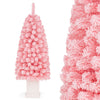 Close-up view of the potted 4FT pre-lit artificial Christmas tree showcasing the fluffy pink leaves and warm white LED lights.