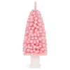Pink pre-lit potted artificial Christmas tree with 100 warm white LED lights, featuring a snow-flocked design for festive decor.