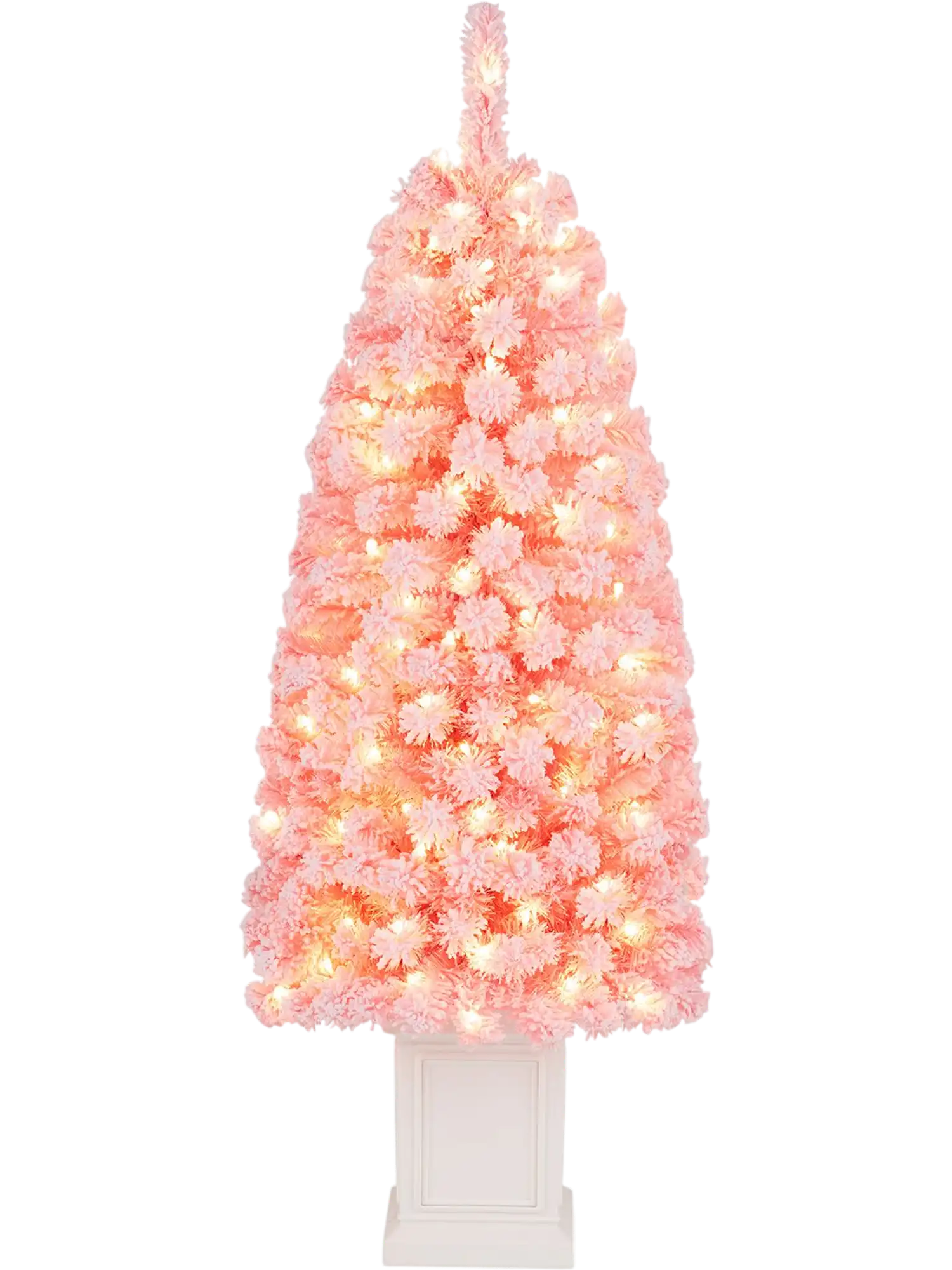 Costway Pre-lit Potted Artificial Christmas Tree Warm White LED 13833091 New