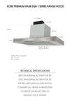 Kobe RA38 Premium Range Hood Under Cabinet 30" 3-Speed 680 CFM New