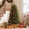 Premium 5 ft hinged artificial fir Christmas tree with LED lights, ideal for holiday decorating in homes or offices.