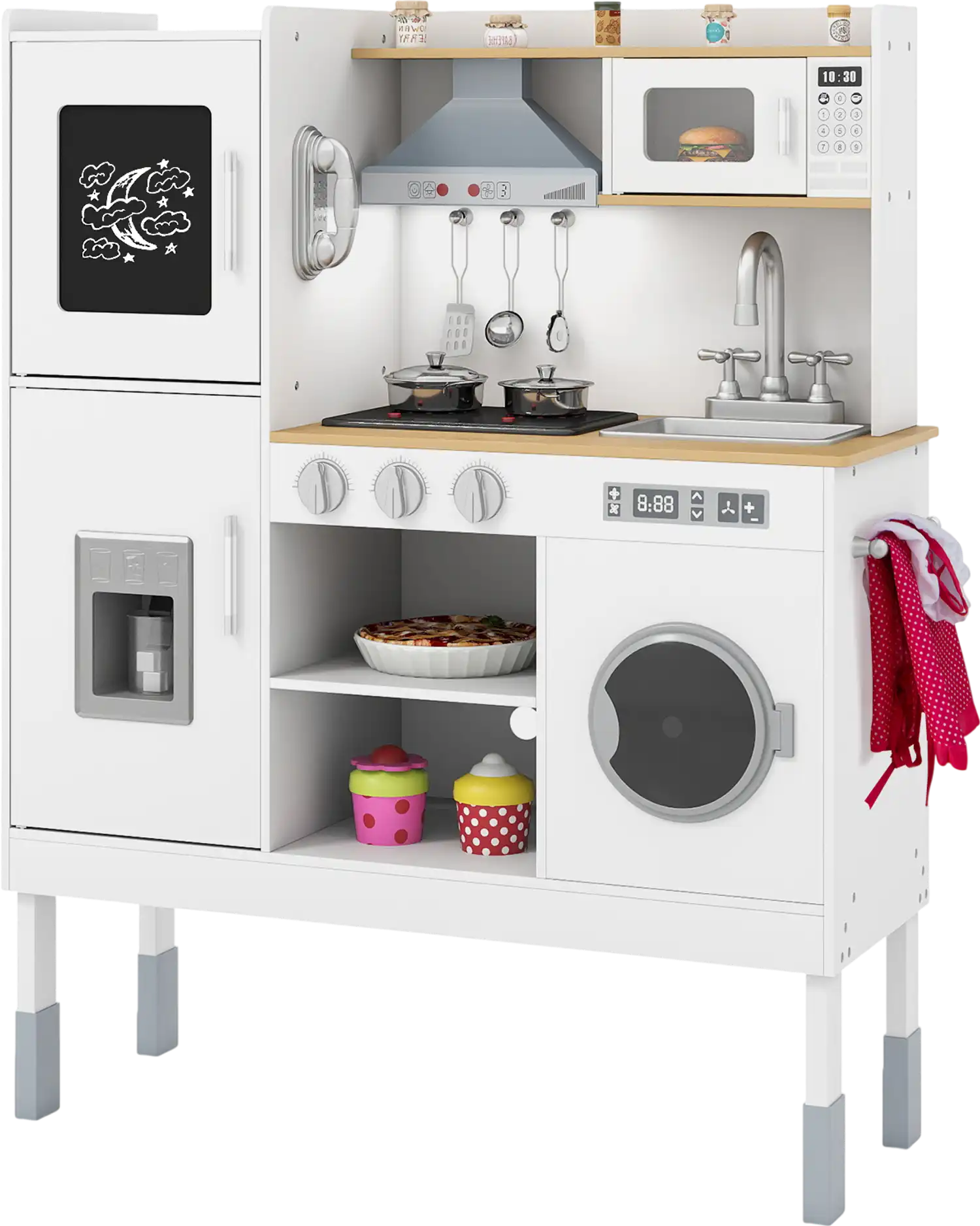 Costway Pretend Play Toy Kitchen Playset w/ Range Hood Ice Maker Telephone 42731947 New