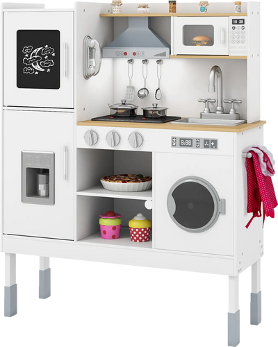 Costway Pretend Play Kitchen Toy Playset w/ Range Hood Ice Maker Telephone 42731947 New
