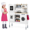Pretend play kitchen toy set in white with range hood, sink, and accessories for kids aged 3+ years.