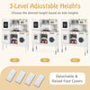 Pretend play kitchen toy set with adjustable heights, featuring a range hood, sink, and multiple accessories for kids.