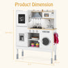 Pretend play kitchen toy set with adjustable height, range hood, and ice maker, designed for kids aged 3+.
