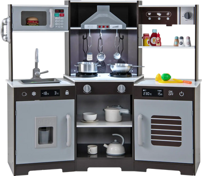 Costway Wooden Pretend Play Kitchen Toy Set w/ Range Hood Sounds Lights 61875324 New