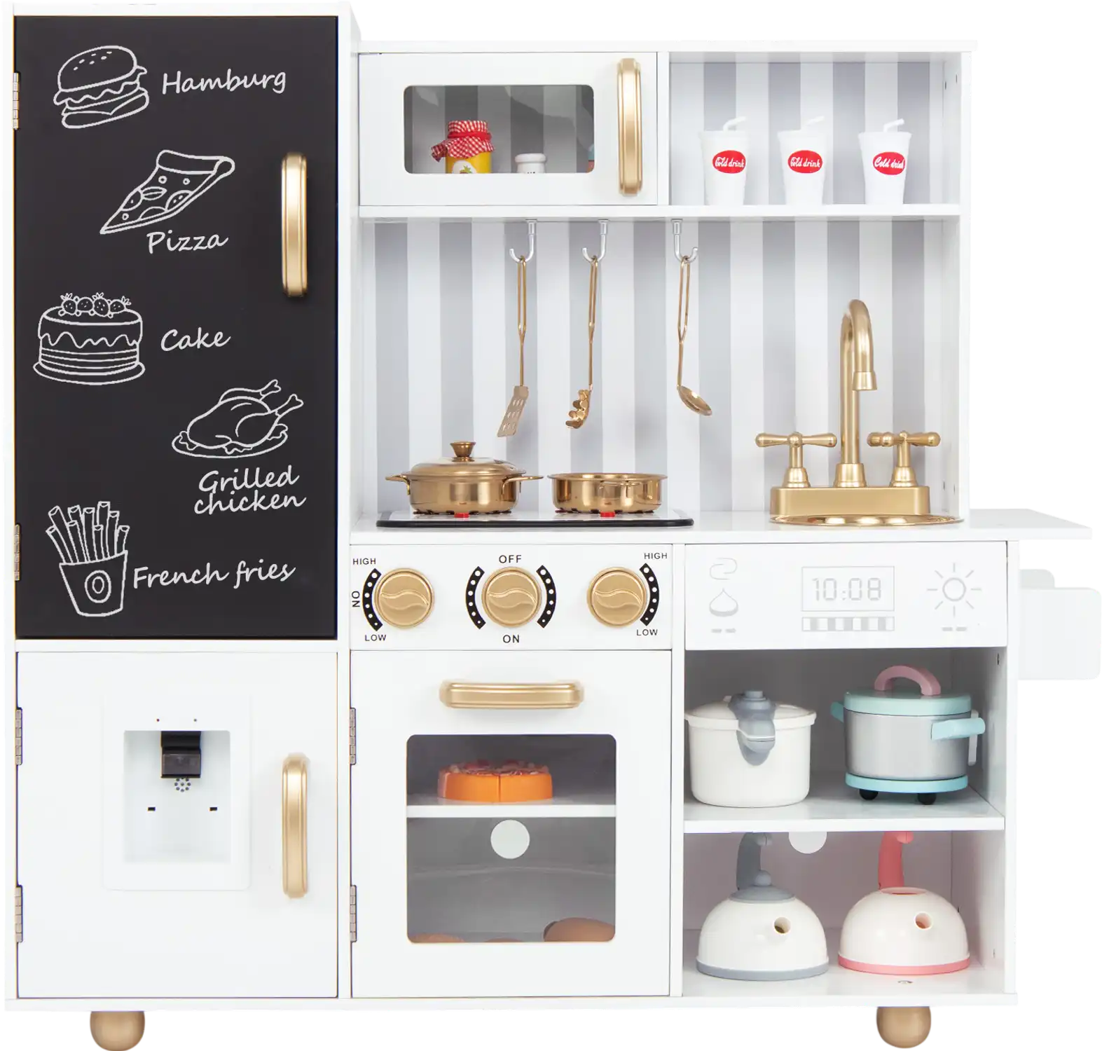 Costway Kids Pretend Play Kitchen Real Sounds Lights 65728341 New