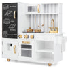 Pretend play kitchen for kids in white with oven, sink, and realistic sounds, perfect for imaginative cooking fun.