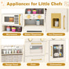 Pretend toy kitchen set featuring a microwave, water dispenser, and ice dispenser for imaginative play in beige.