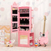 Princess Vanity Table and Stool Set Freestanding Jewelry Cabinet Armoire with Full-Length Mirror-Pink - Gallery View 1 of 9