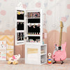 Princess Vanity Table and Stool Set Freestanding Jewelry Cabinet Armoire with Full-Length Mirror-White - Gallery View 1 of 9